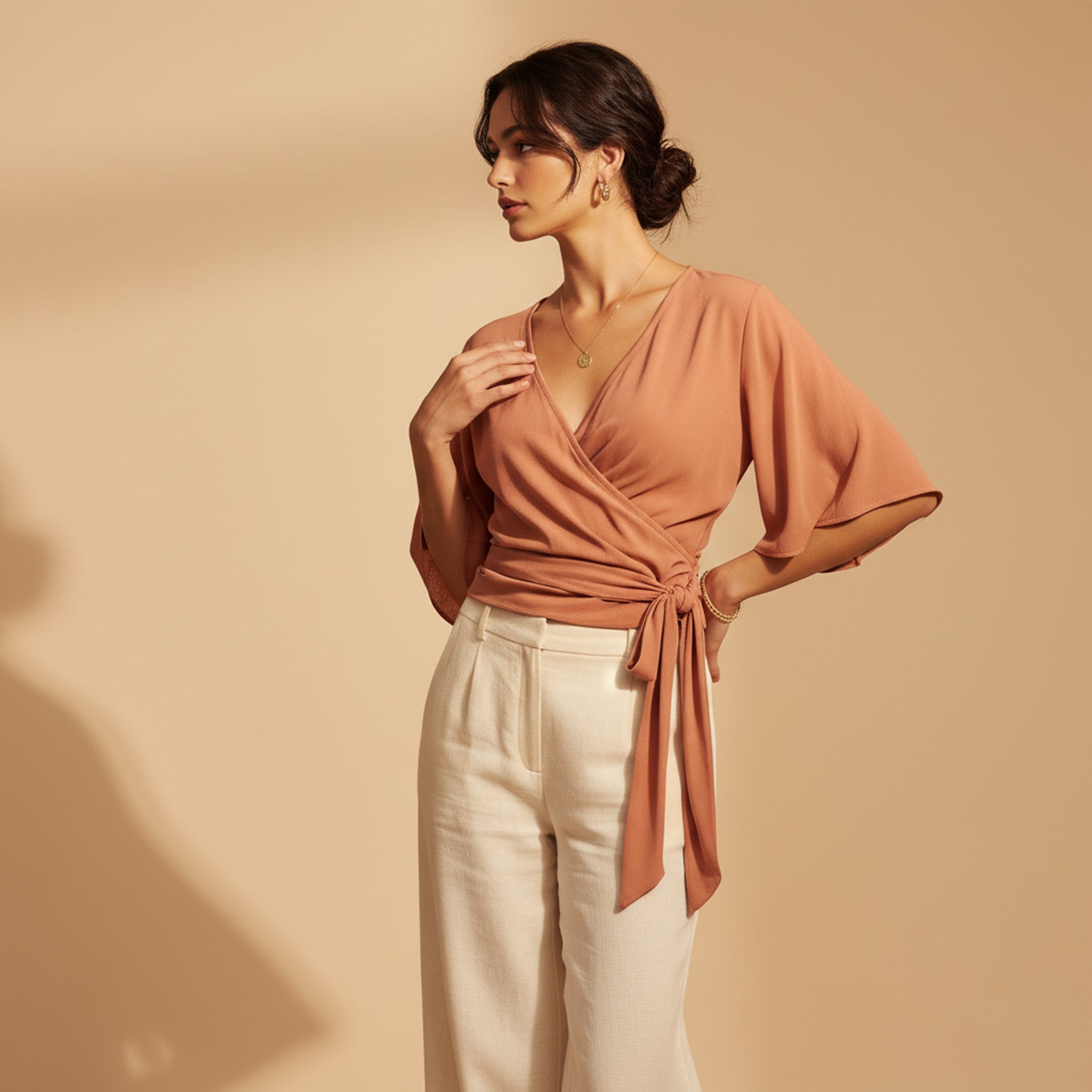 Fira Mae Cassis Wrap Top